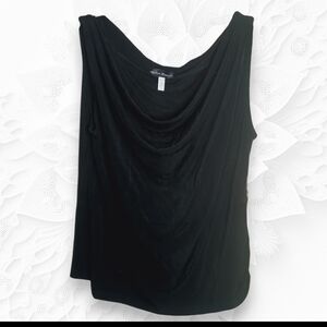 Made In Heaven Black Sleeveless Tank With Draping In Front